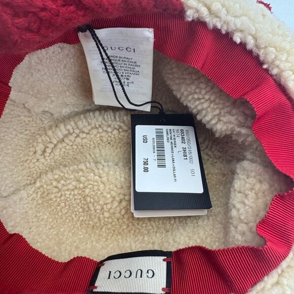 Gucci Shearling Camel Pom Pom Knit Bucket Winter Hat NWT main image 10